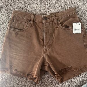 Free People Tan Denim Shorts